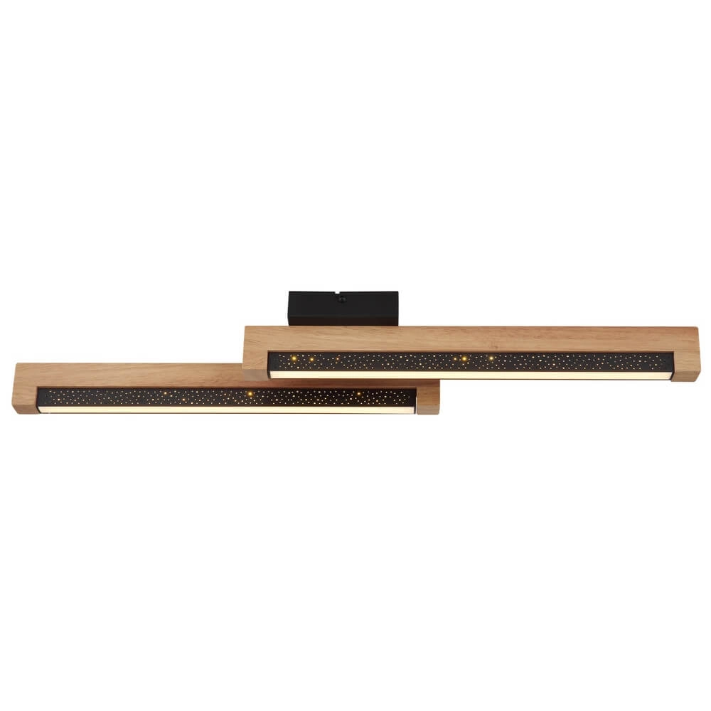 Plafonnier élégant Starla noir avec bois 70cm Globo 9007371453290