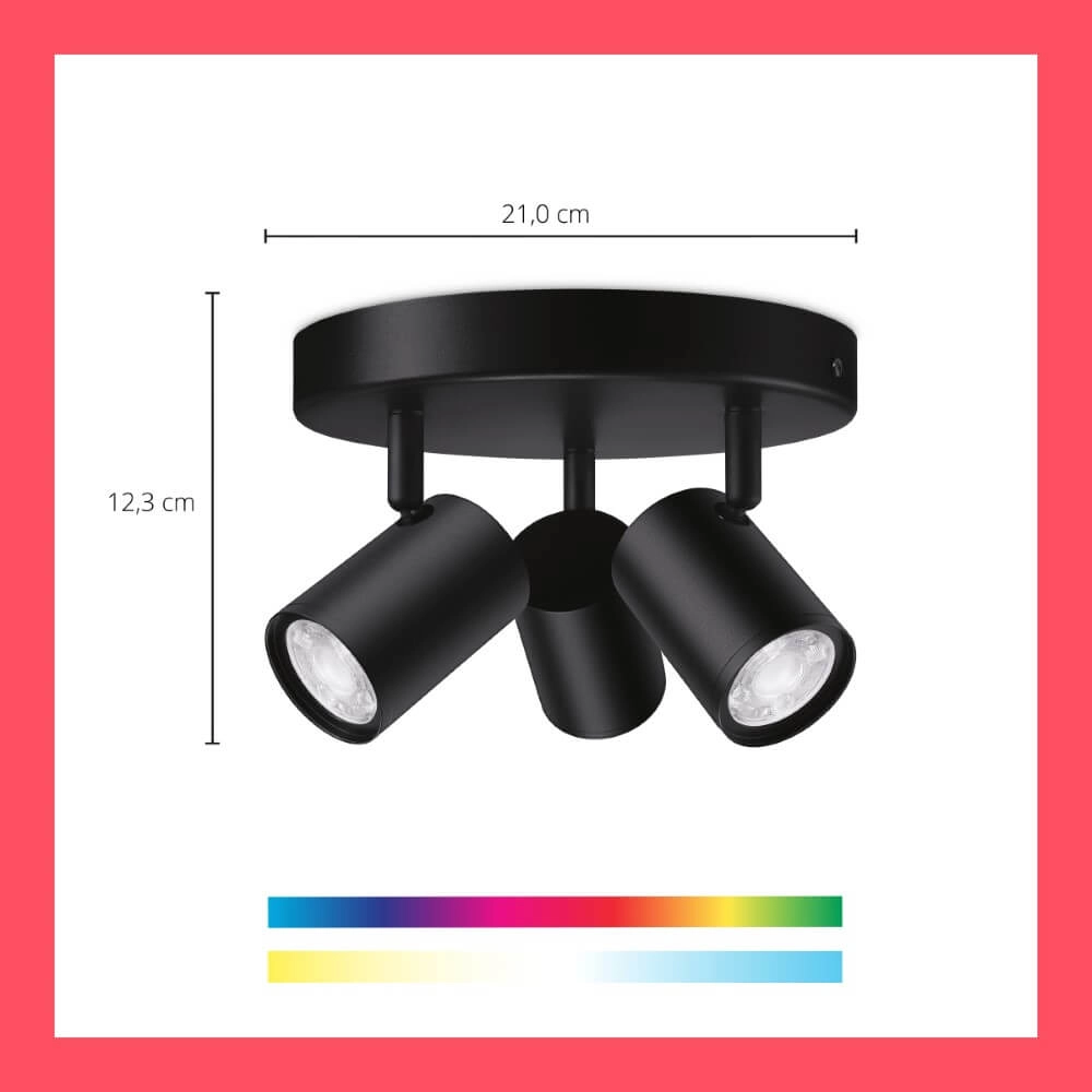 Spot en saillie 3 lumières Imageo intelligent - noir WiZ 8719514554535