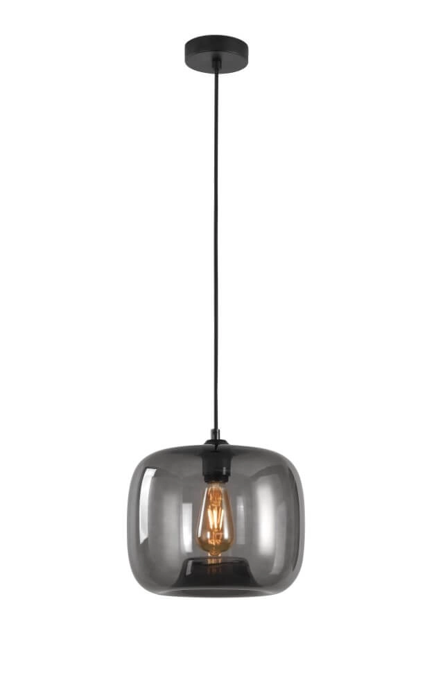 Lampe suspendue Preston verre gris Ø 28cm