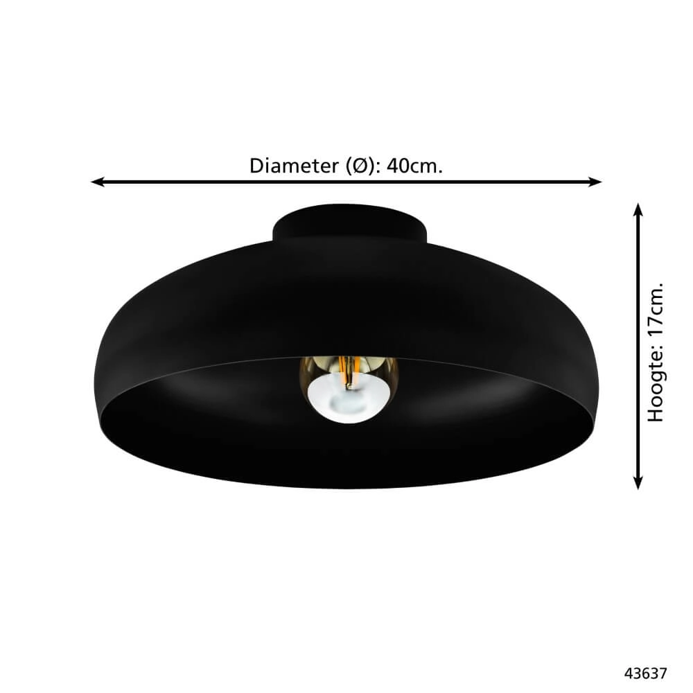 Plafonnier de chambre Mogano noir Ø 40cm Eglo 9002759436377