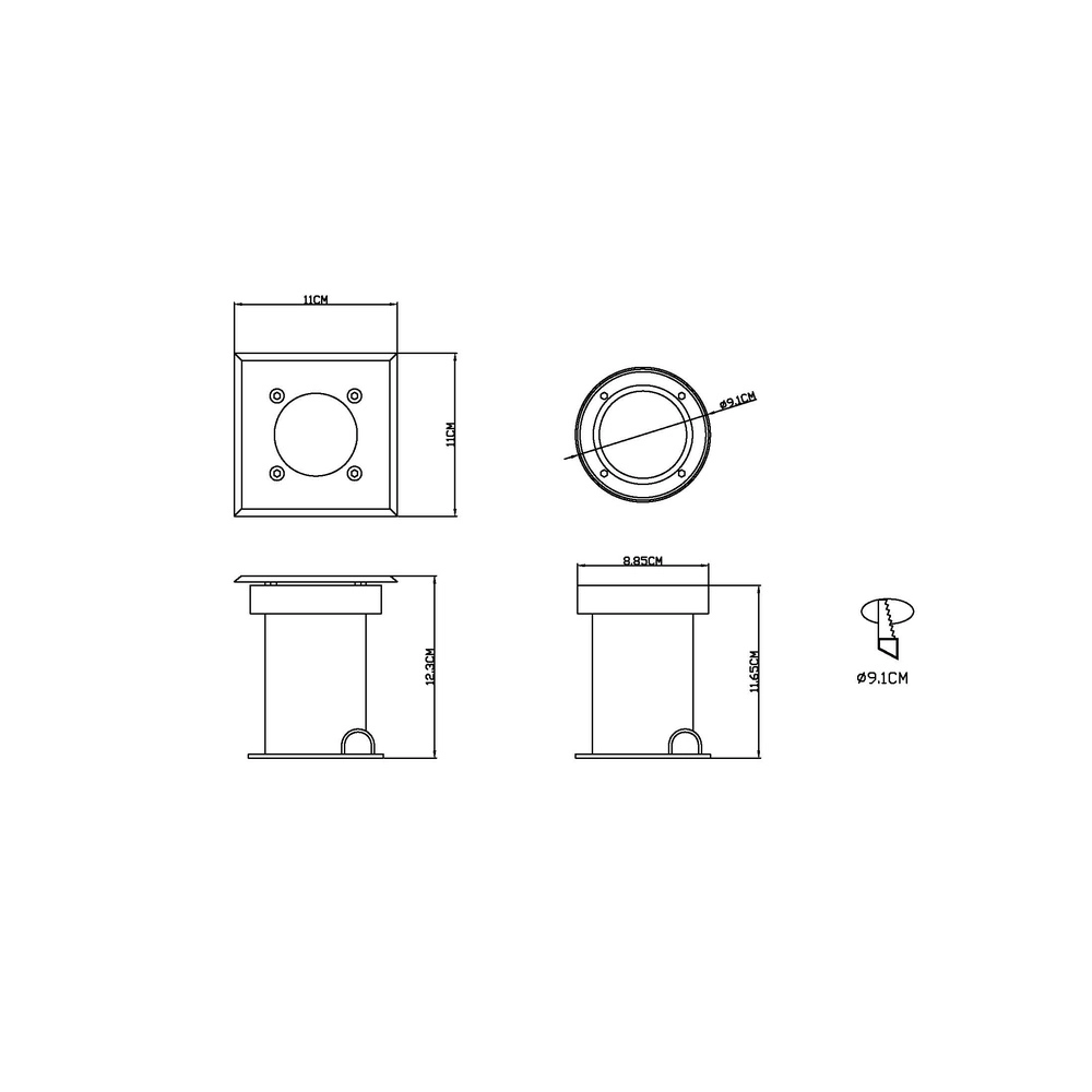 Emplacement au sol Style II Acier inoxydable carré Globo 9007371327546