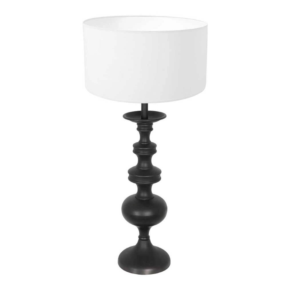 Lampe de table classique Lyons C avec abat-jour en chintz blanc