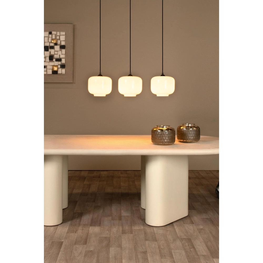 Lampe suspendue droite Medine 3-noir clair avec opale Lucide 5411212461001