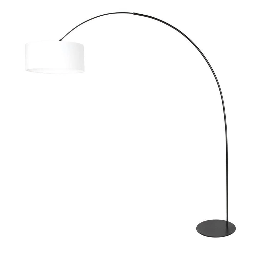 Lampadaire Curve noir avec abat-jour blanc grossier Ø 50cm Steinhauer 8712746179484