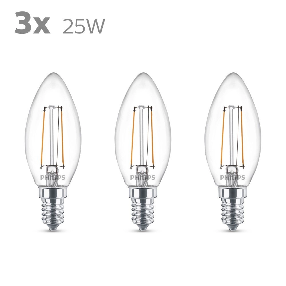 2W - E14 - 2700K - 250 lumen lot de 3 Philips 8718699782030