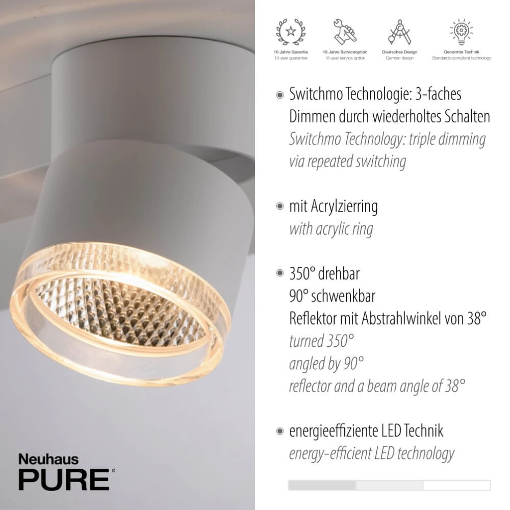 Plafonnier blanc Pure Nola 2 lumières Paul Neuhaus 4012248374542