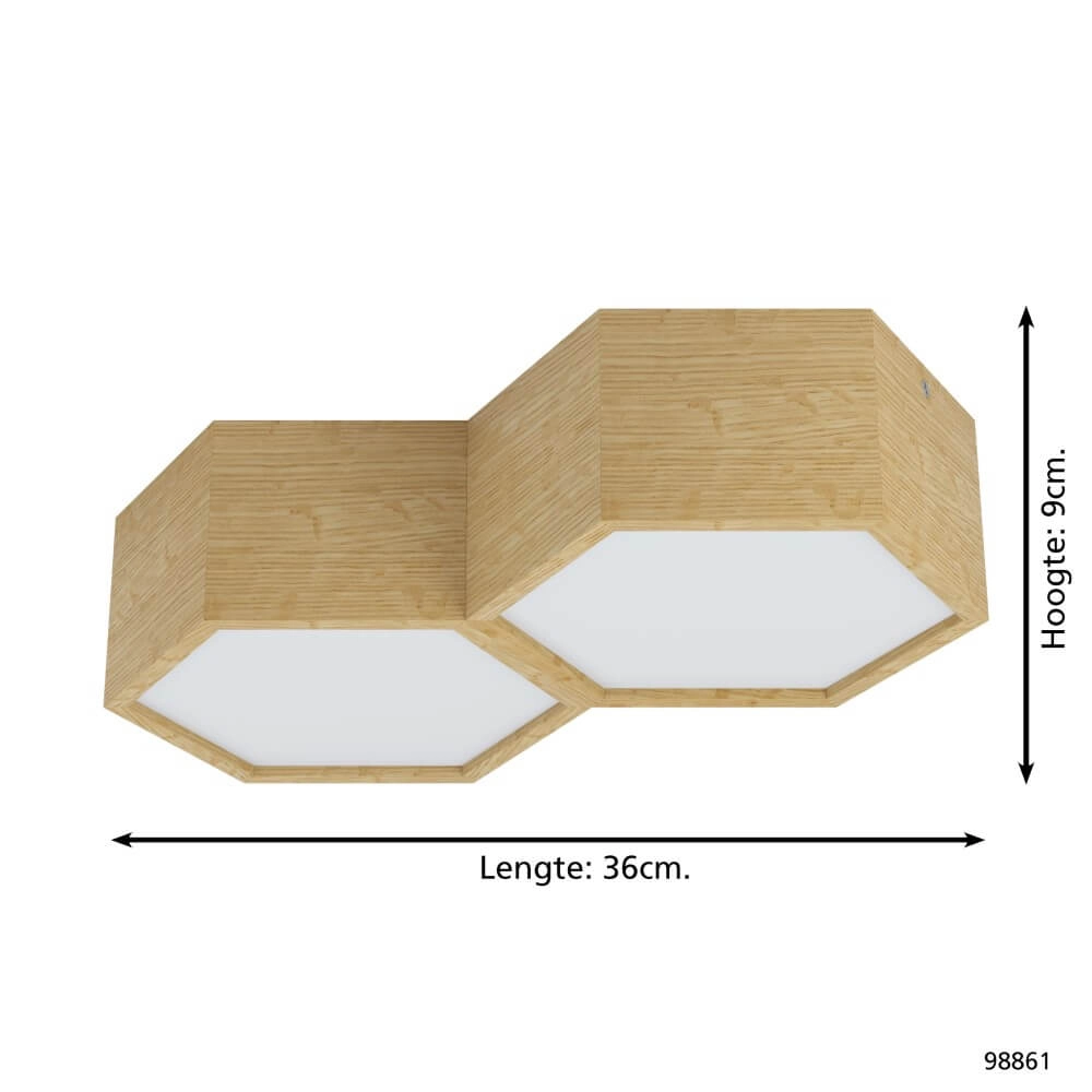 Plafonnier en bois Mirlas 2 lumières Eglo 9002759988616