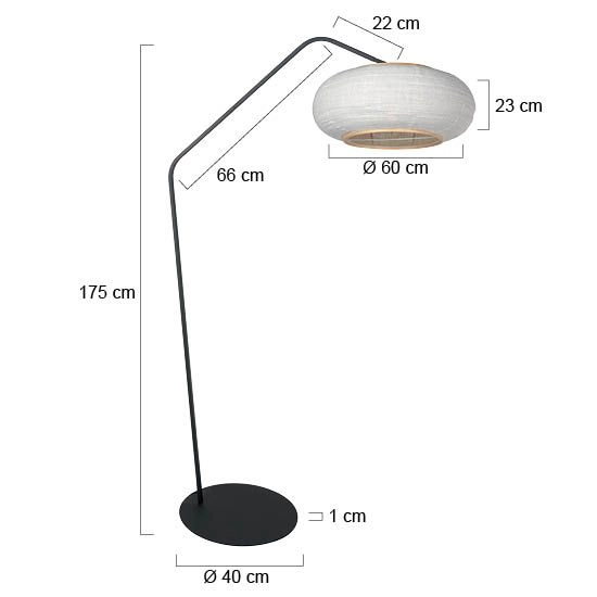 Lampe sur pied noire Zig-Zag avec une teinte blanche Ø60cm Steinhauer 8712746185362