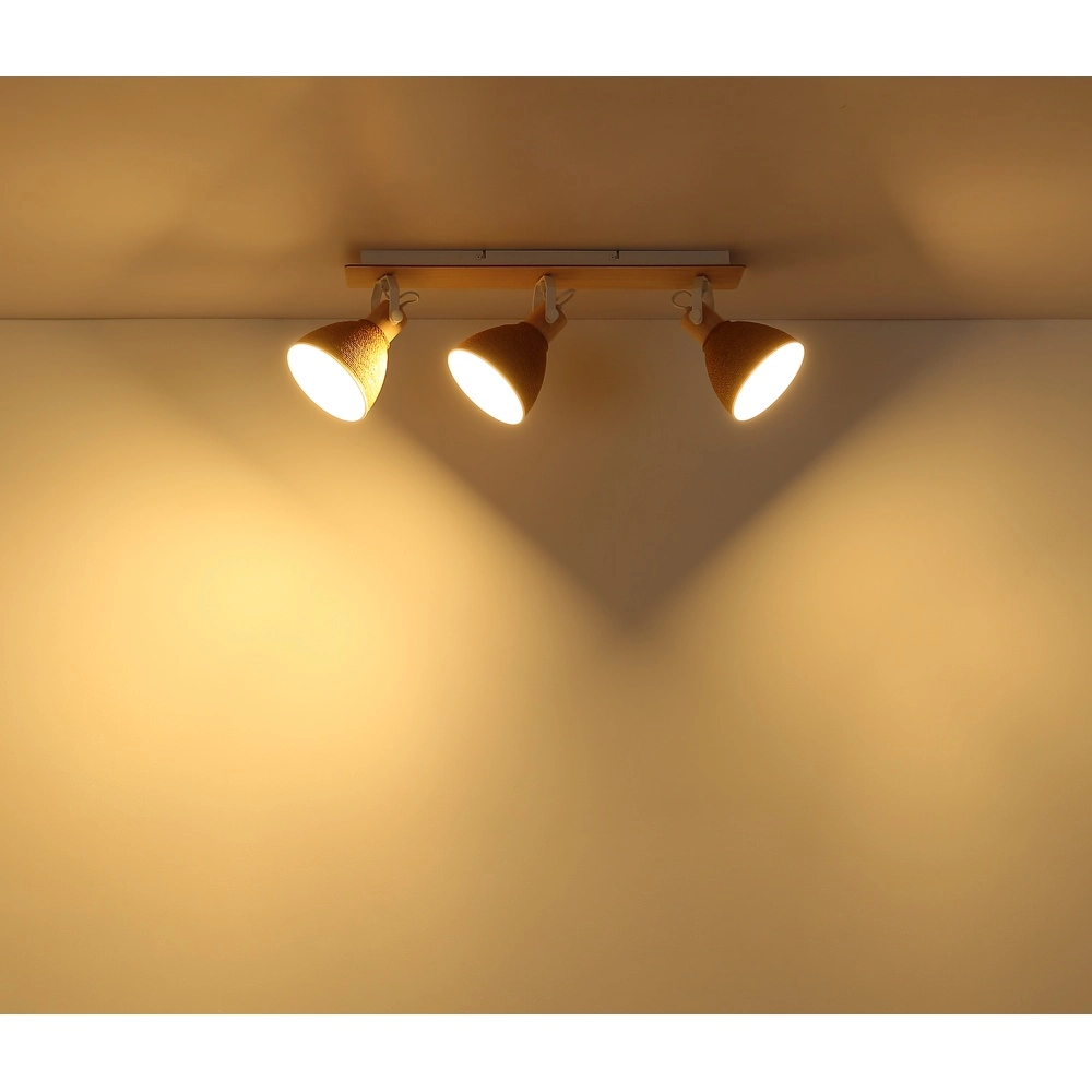 Lampe de plafond Lyndon Blanc à 3 lumières avec rotin Globo 9007371586745