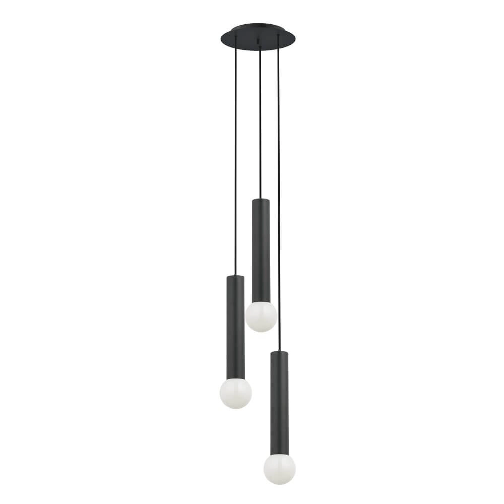 Lampe suspendue noire Baton 3 lumières