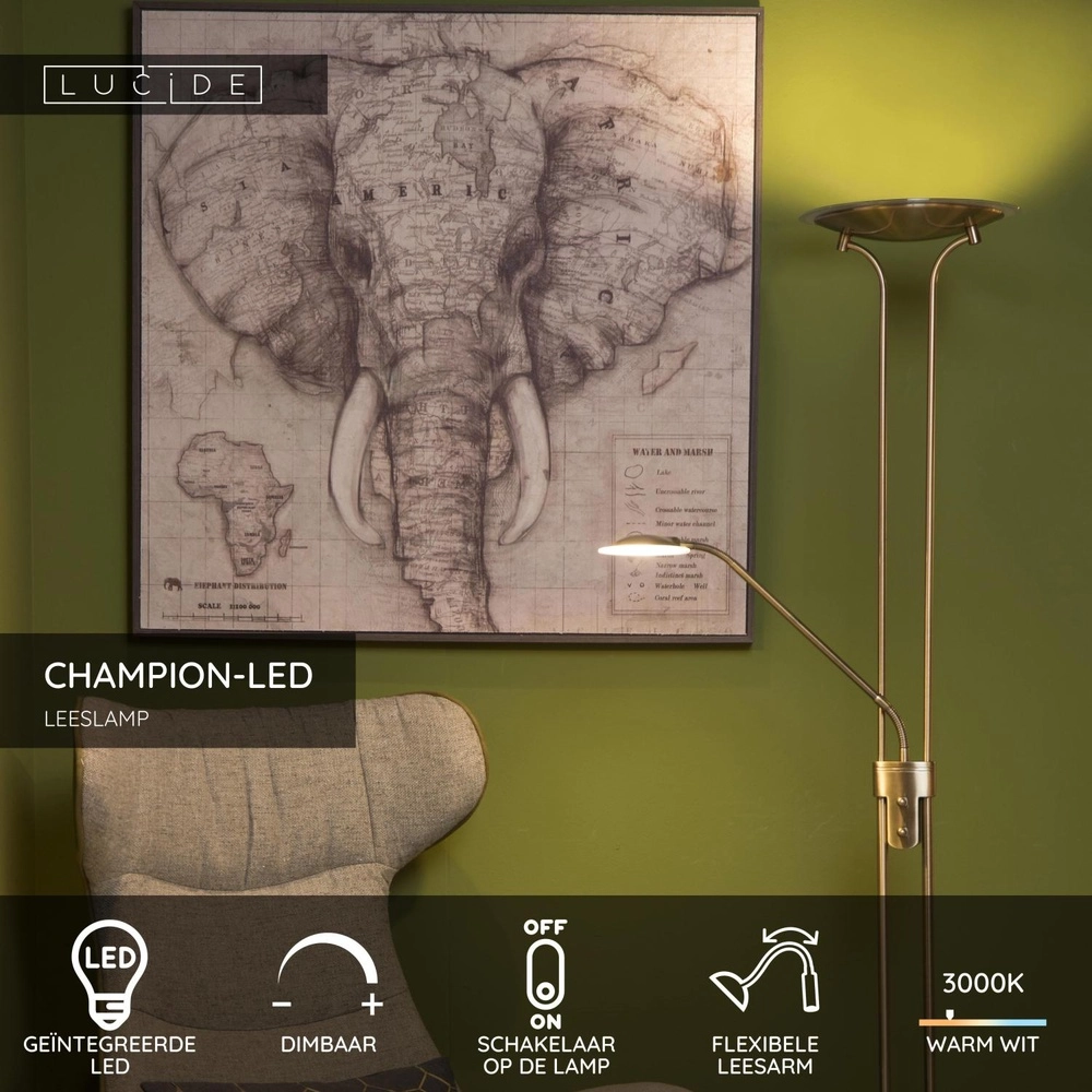 Lampe de lecture Champion-Led bronze Lucide 5411212193872
