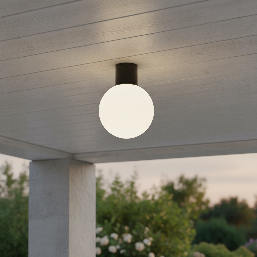 Plafonnier Spix anthracite avec verre convexe blanc