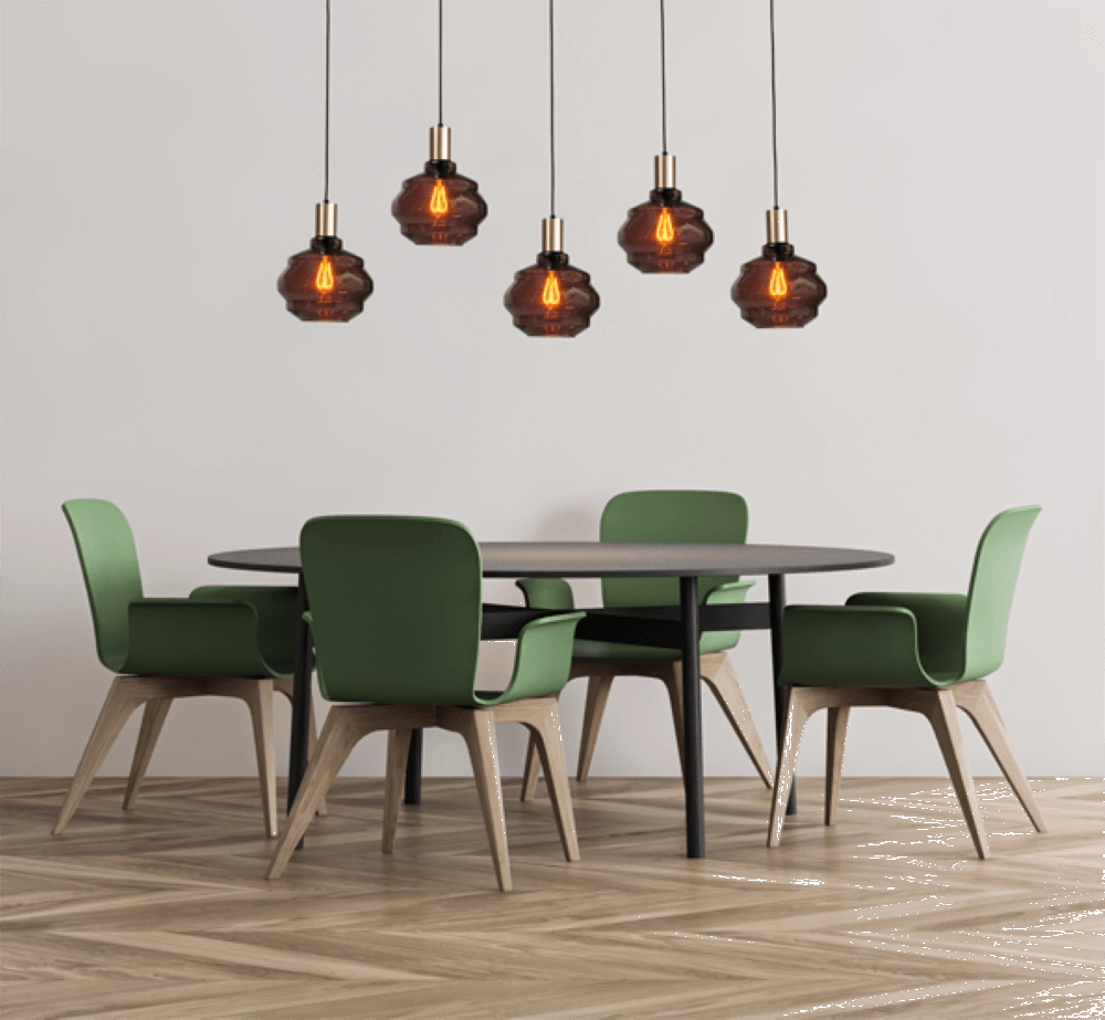 Lampe suspendue 5 lumières - dorée - Porto avec verres Ball rouges - Ø 24cm Masterlight 8718121270128