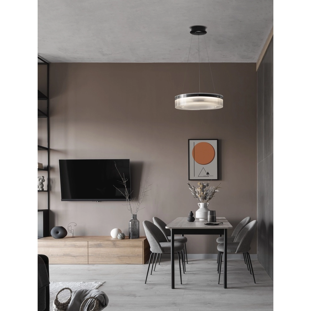 Suspension design Pauline noir avec verre Ø 55cm Lyora 5212017445377