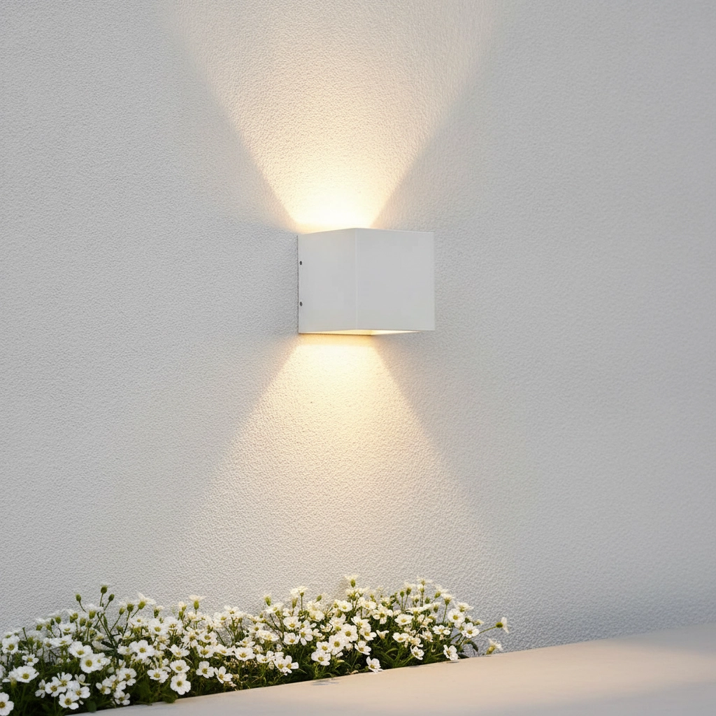Lampe extérieure de haut en bas Cube 10 cm - blanc