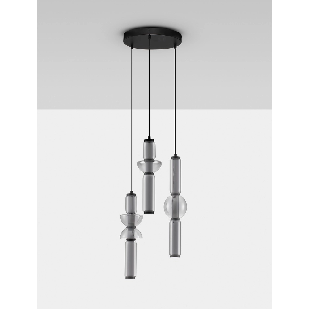 Suspension design Ulon Verre fumé à 3 lumières Lyora 5212017474193