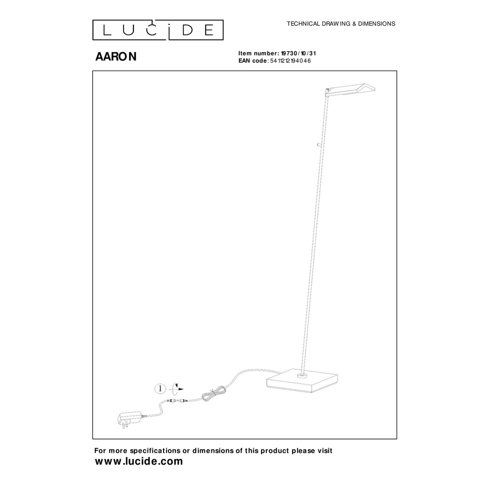 Lampe de lecture à LED Aaron Design White Lucide 5411212194046