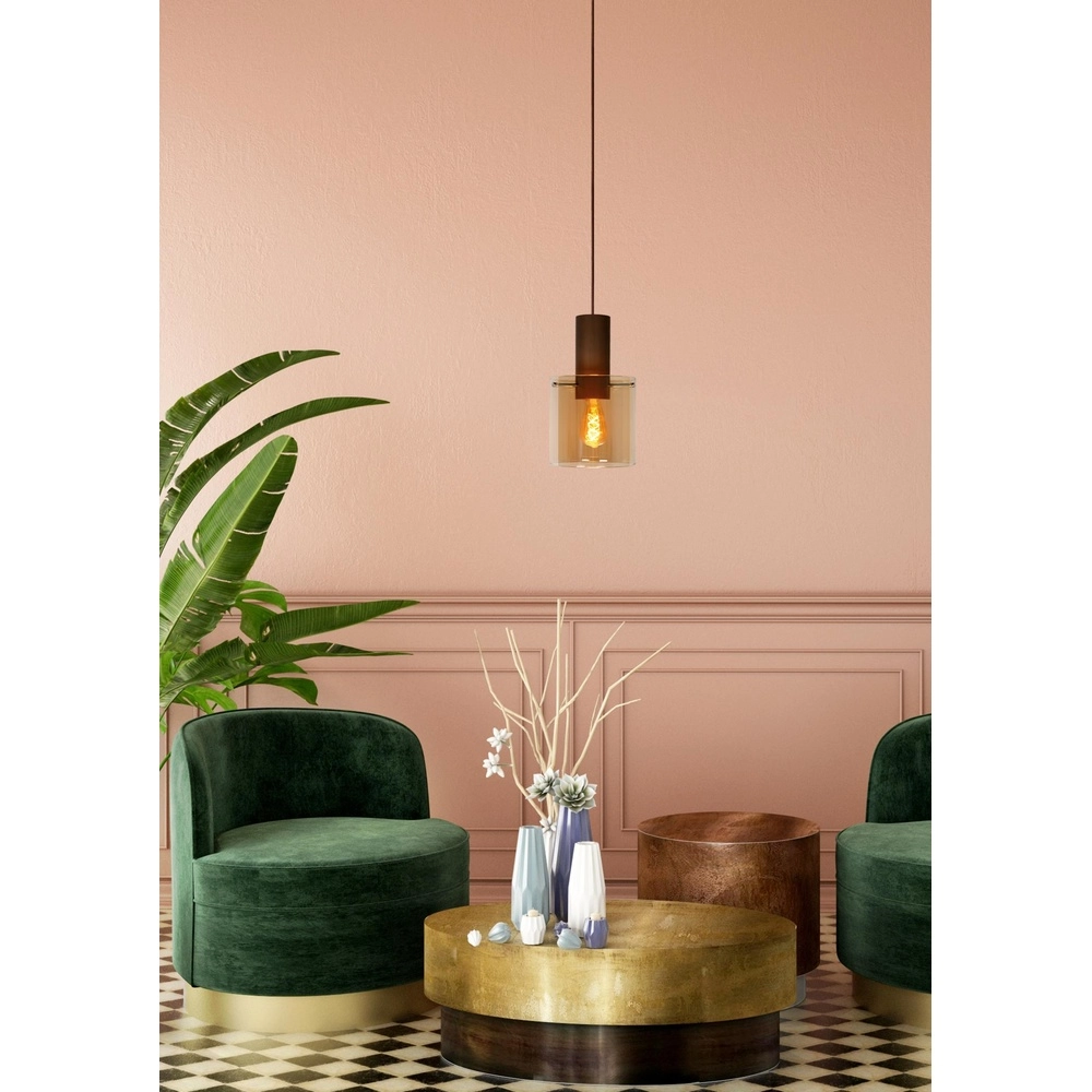 Lampe suspendue Toledo Ø verre ambré de 20 cm Lucide 5411212740847