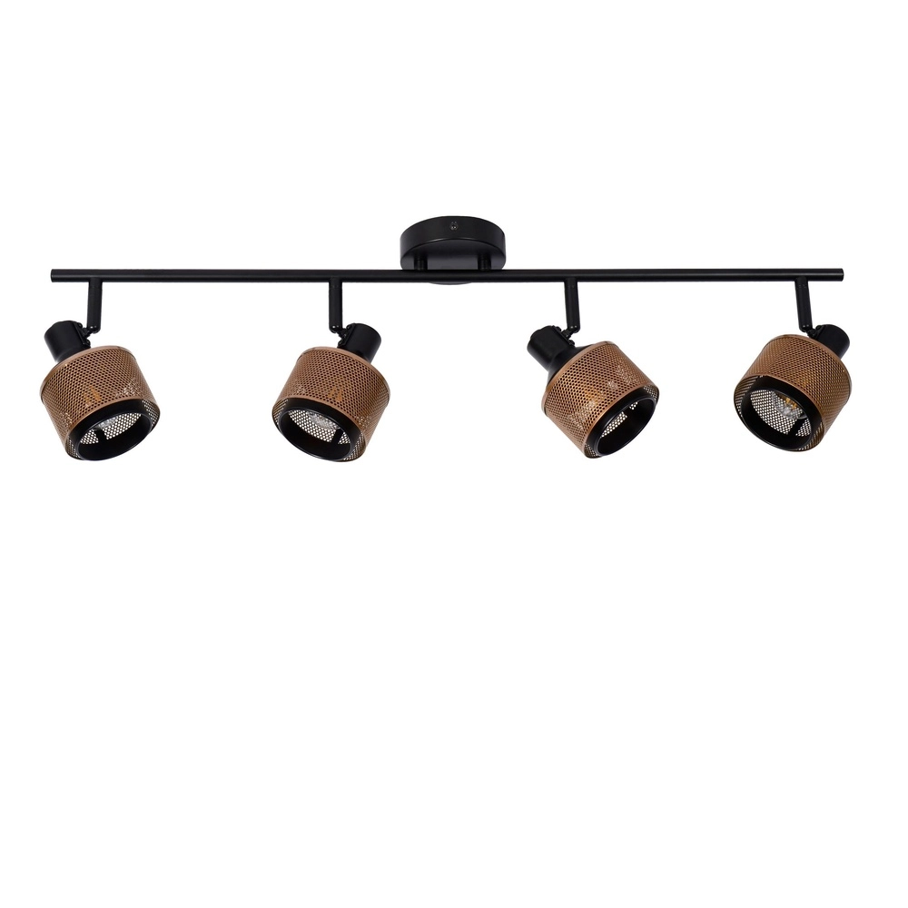 Lampe de plafond Rafa 4-noir clair avec cuivre