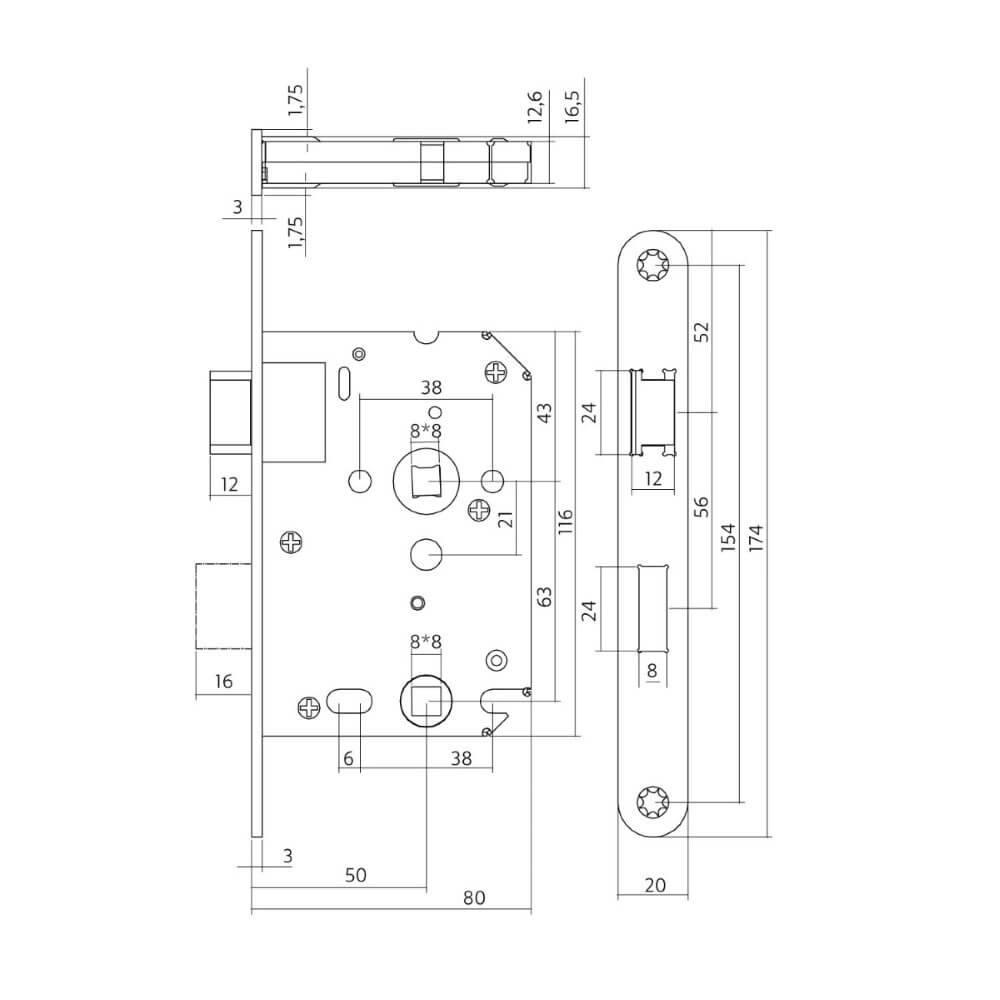 Serrure toilette Domus blanc 63/8 Intersteel 8714186418260