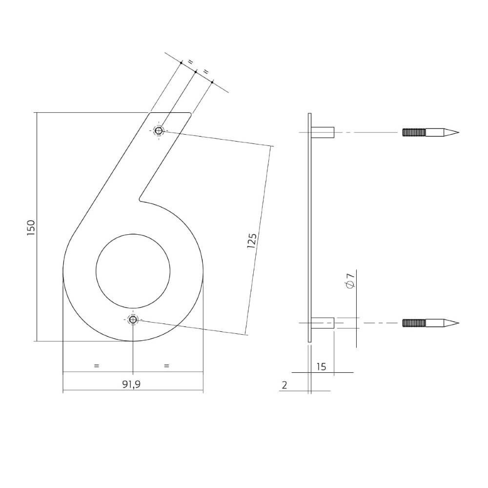 Maison numéro 6 Numbra Acier inoxydable 150x2mm Intersteel 8714186126752