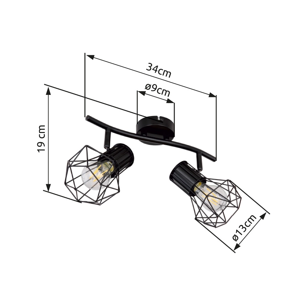 Lampe de plafond Priska 2-noir clair Globo 9007371400171