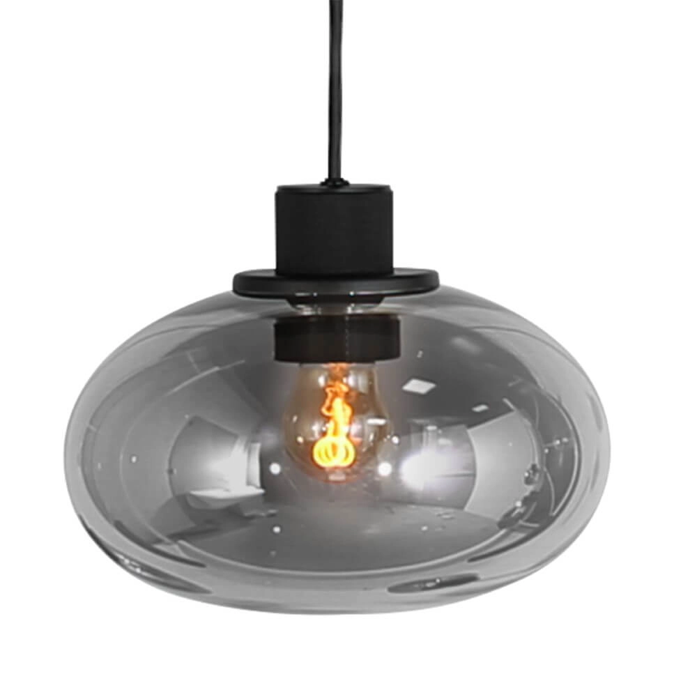 Lampe suspendue pour table à manger Reflexion noir avec verre fumé Steinhauer 8712746172959