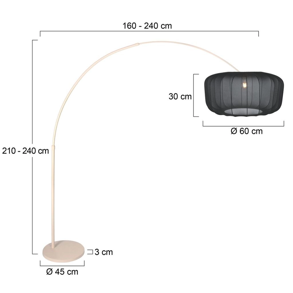 Lampe à arc brun sable Vela Lino avec teinte noire Ø60cm Steinhauer 8712746185744