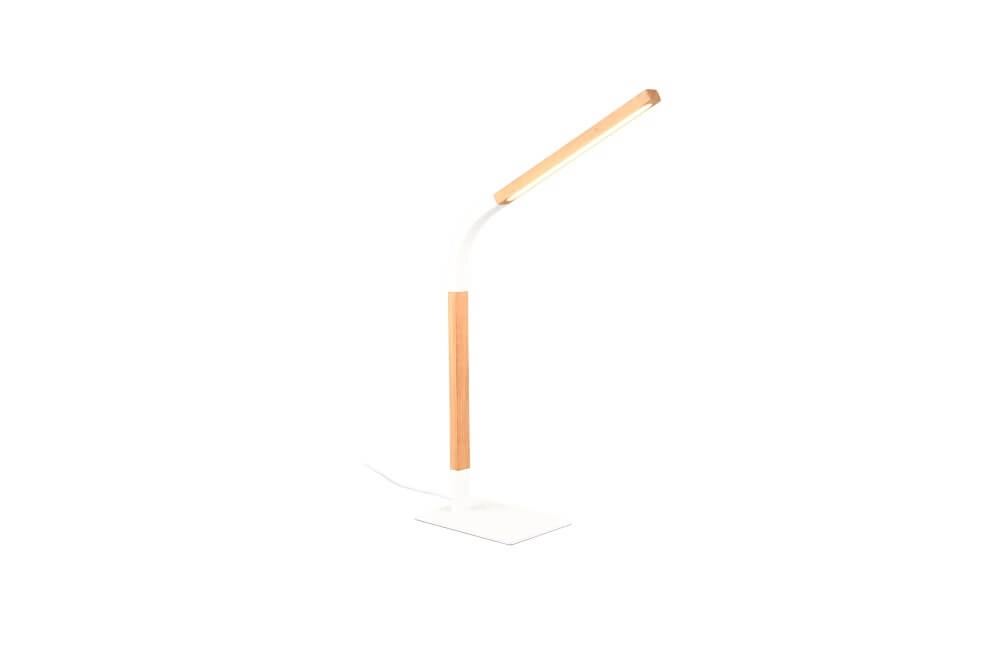 Lampe de table flexible Norris blanc avec du bois Trio 4017807600001