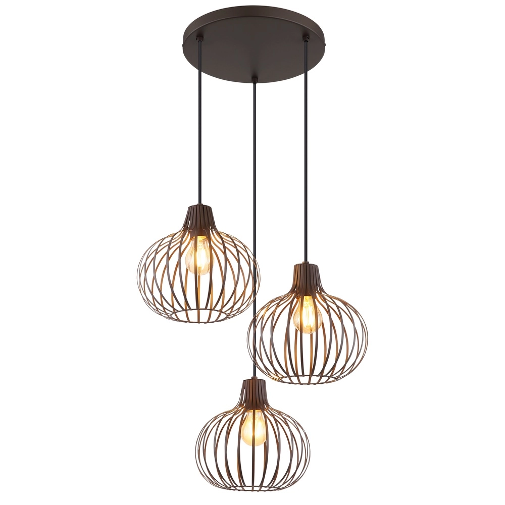 Lampe pendante de conception Mateo Briun rouille à 3 lumières