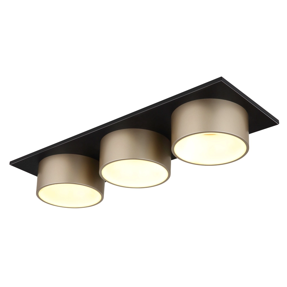 Lampe de plafond à 3 lumières Raymond noir avec du champagne