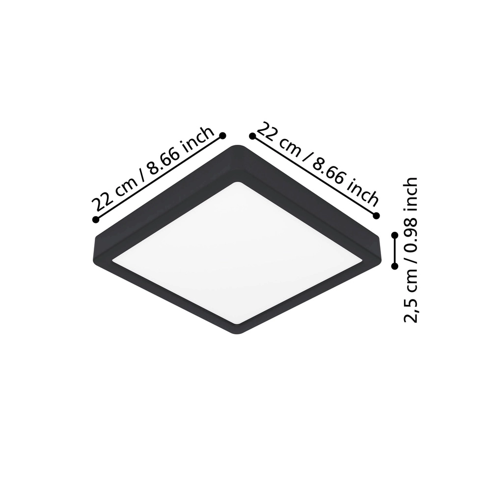 Lumière LED de plafond Fueva 6 Carré - Noir - 22x22cm Eglo 9008606330119