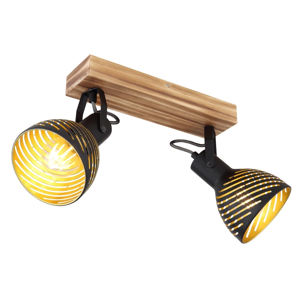 Lampe de plafond Lenna Bois 2 clairs avec noir