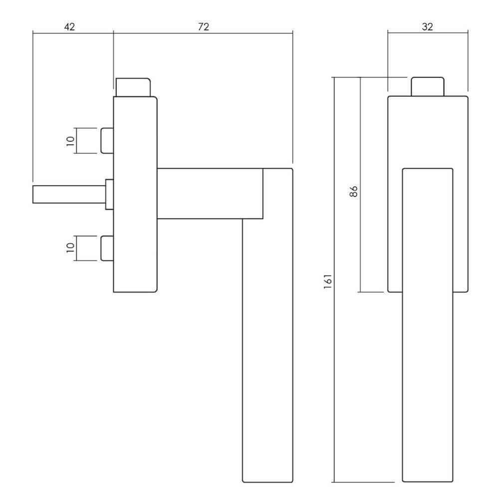 Poignée de fenêtre design Euclide Q Chrome mat verrouillable Olivari 8714186479766
