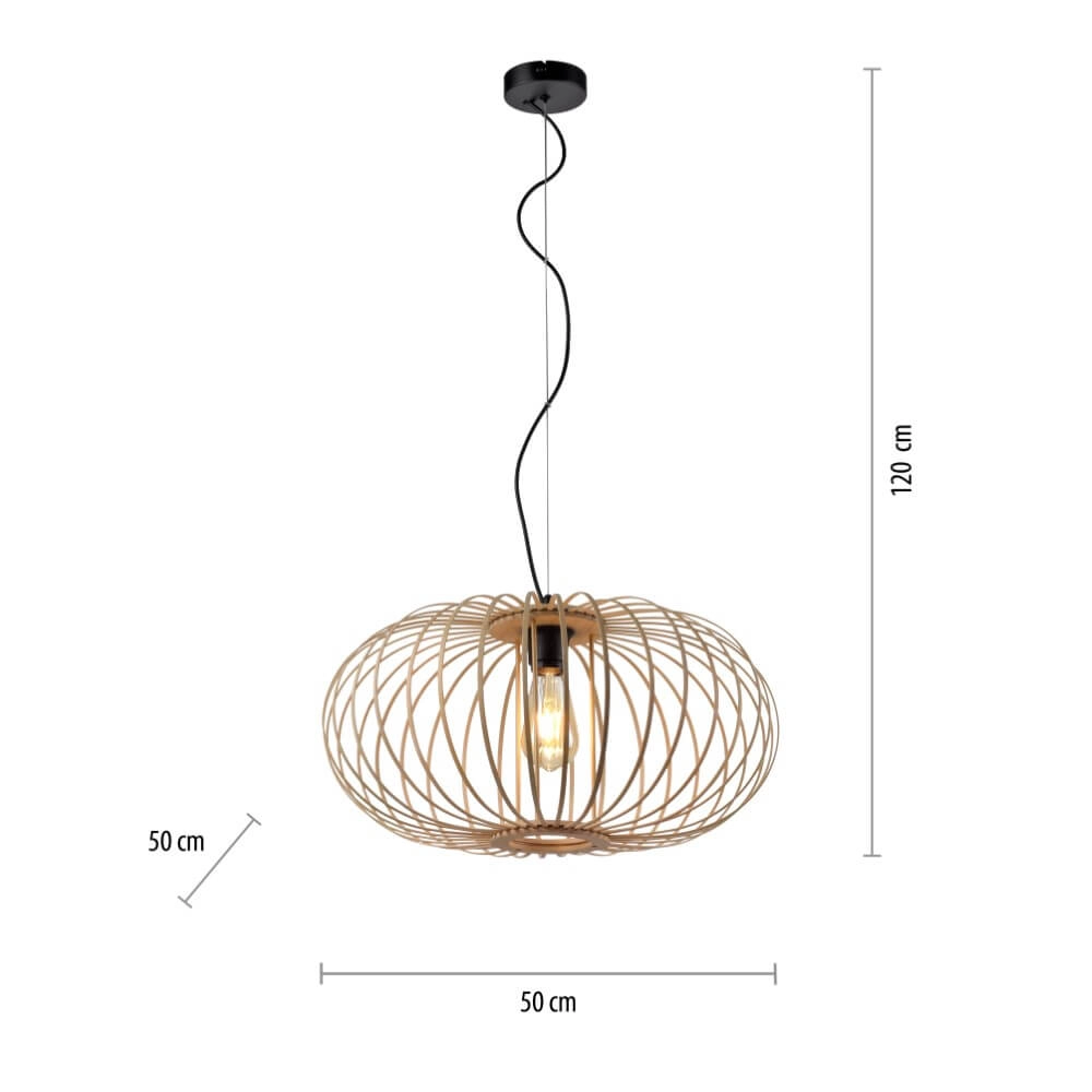 Lampe suspendue en bois Racoon Ø 50 cm Just Light 4043689986810