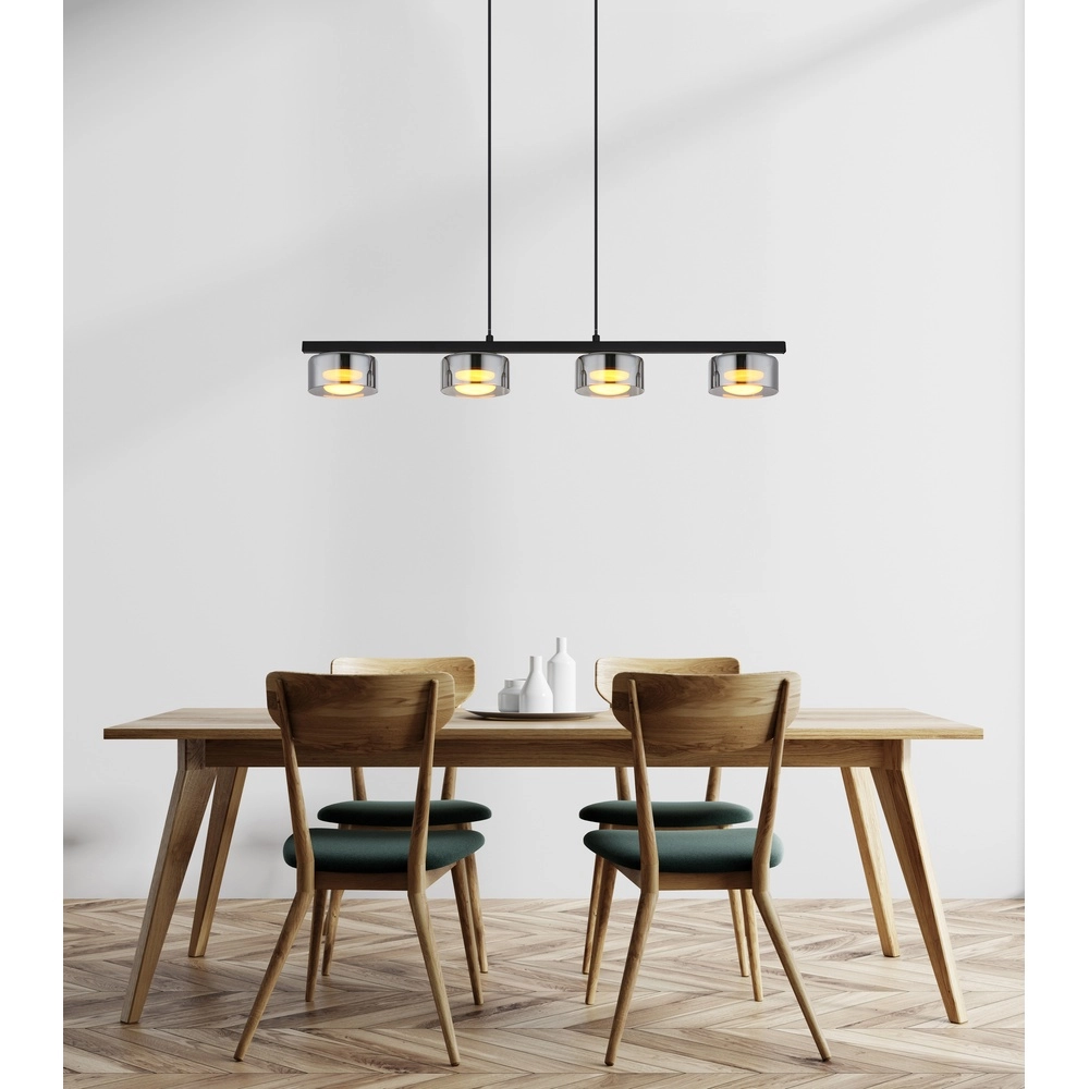 Lampe pendante de conception Higgins Noir à 4 lumières Globo 9007371525829
