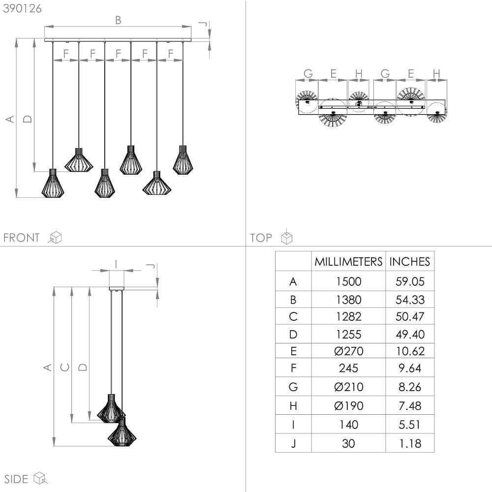 Lampe suspendue en fil de fer Basidano 6x E27 Stars of Light 9008606239030
