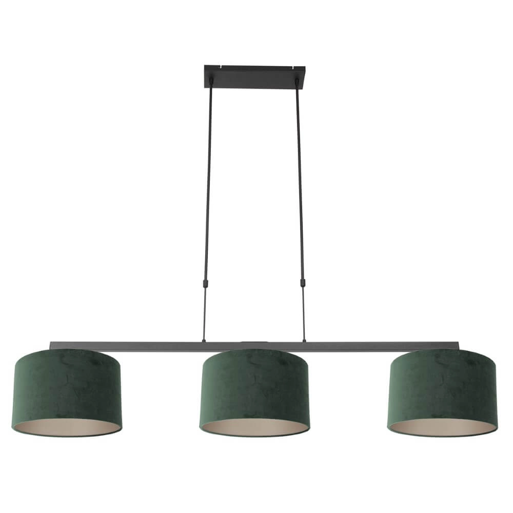 Lampe suspendue noire Stang aux nuances de velours vert Lampe suspendue noire Stang aux nuances de velours vert