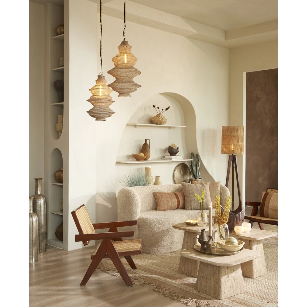 Lampe suspendue en filet métallique Nakisha Ø 40cm - sable Light & Living 8717807695033
