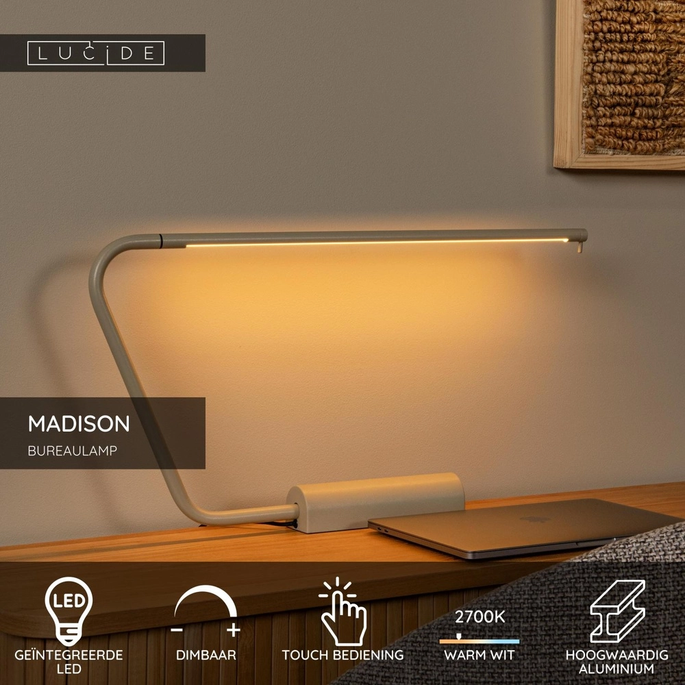 Lampe de bureau à design Madison brun sable Lucide 5411212441935