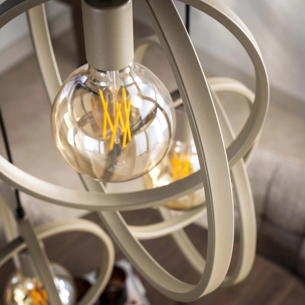 Table de salle à manger à 3 lampes suspendues Turn Ø 40 cm - sable - excl E27 Lyora 8716803513136