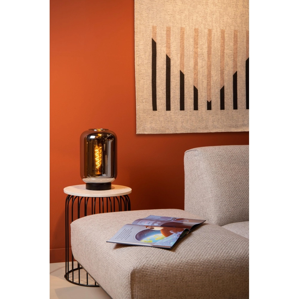 Lampe de table Joanet noir avec verre fumé Lucide 5411212452177