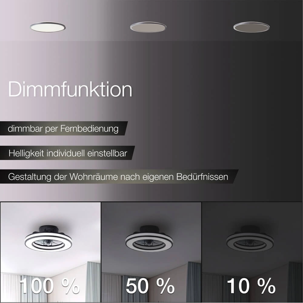 Ventilateur de plafond noir Mondello avec lampe RGB Brilliant 4004353453298