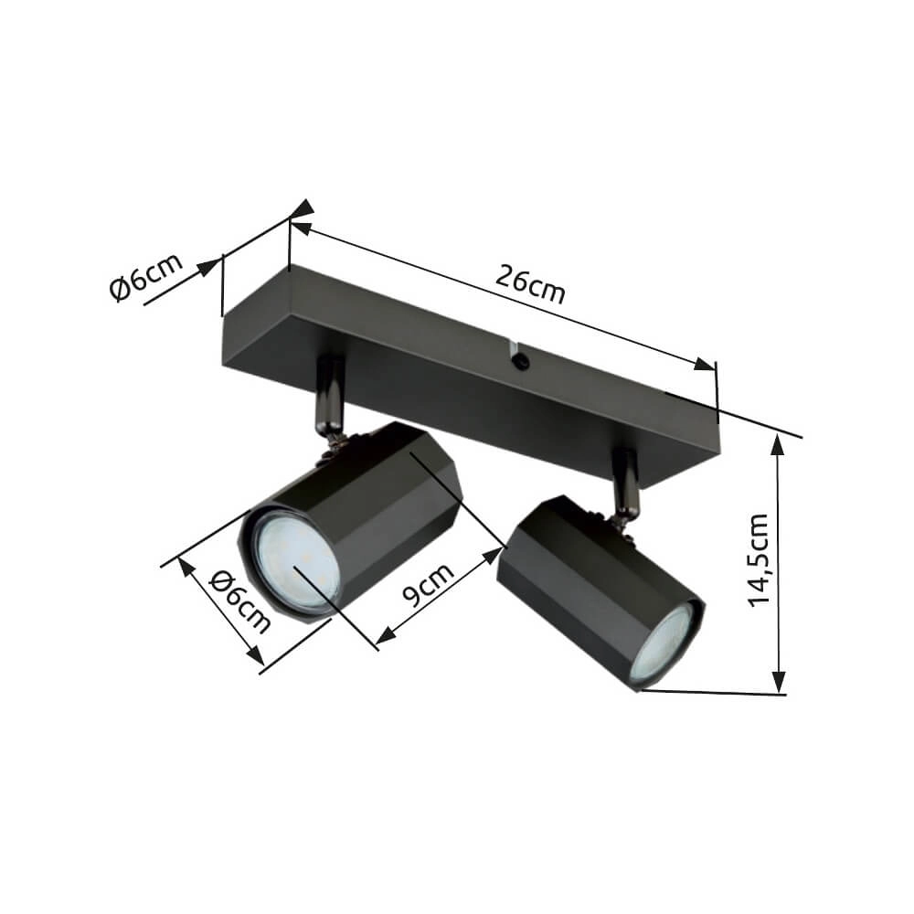 Plafonnier gris James double Globo 9007371459834