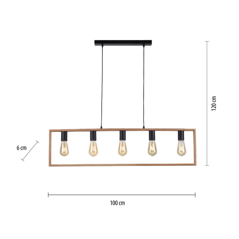 Lampe suspendue rurale Franky 5 lumières Just Light 4043689966447