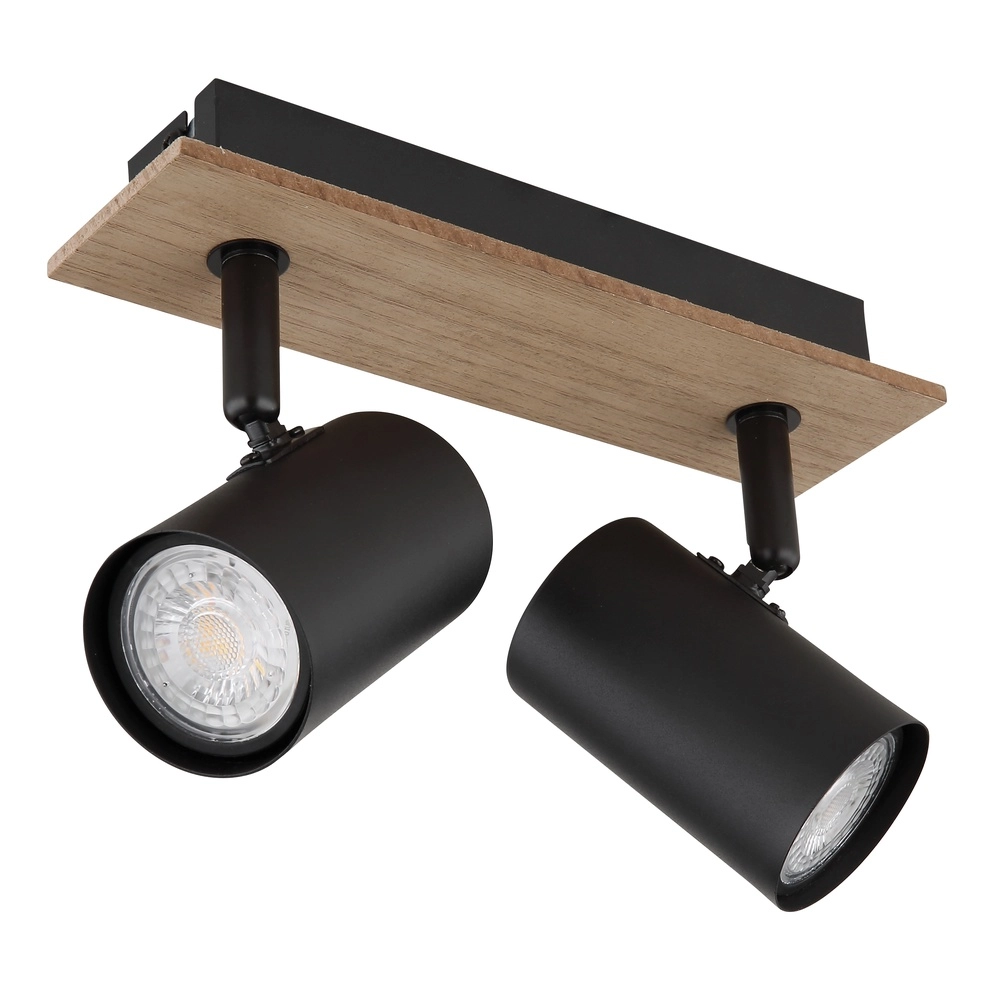 Lampe de plafond Linca 2-noir clair avec bois Globo 9007371452941