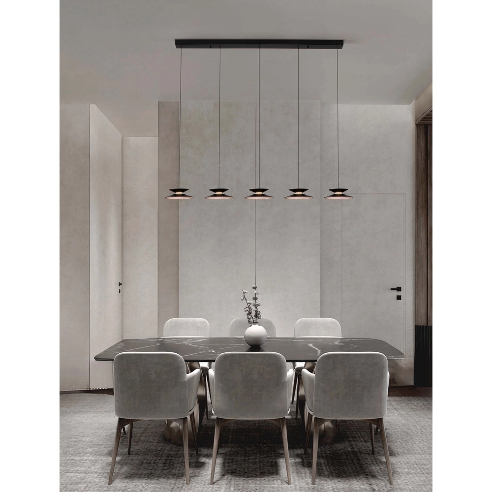 Suspension design Morfi Droit 5 lumières noir