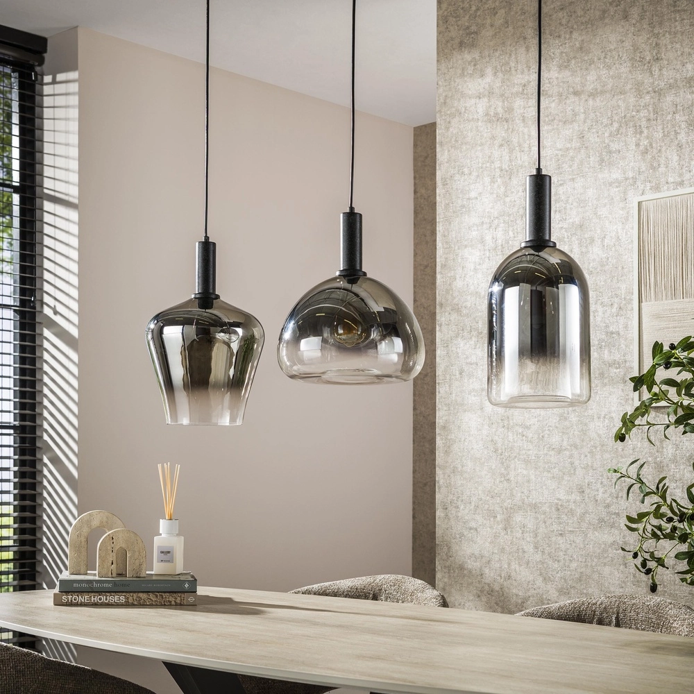 Lampe de table en verre Zenith Verre fumé 3x Lyora 8716803511026