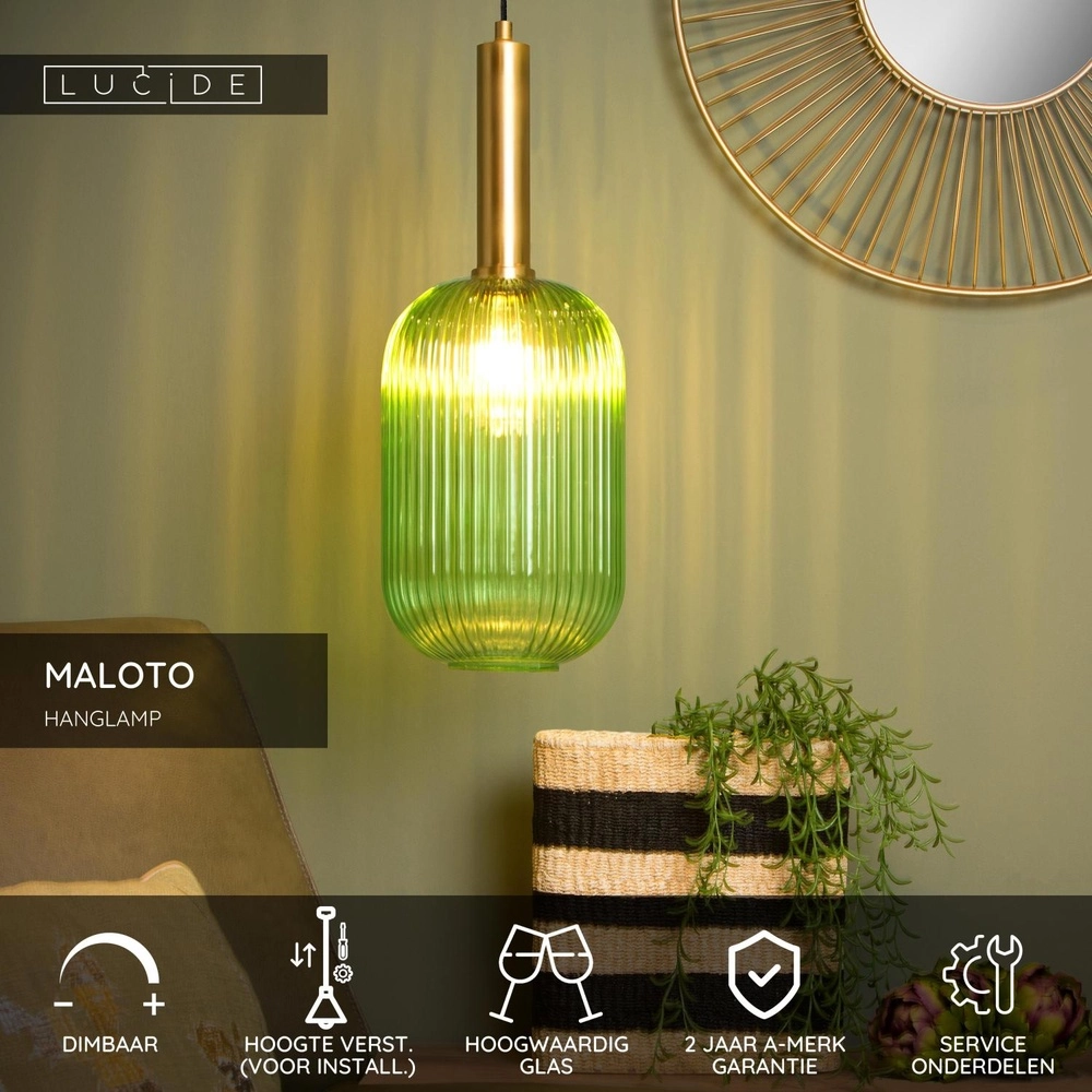Lampe suspendue Maloto Ø 20cm vert Lucide 5411212451170