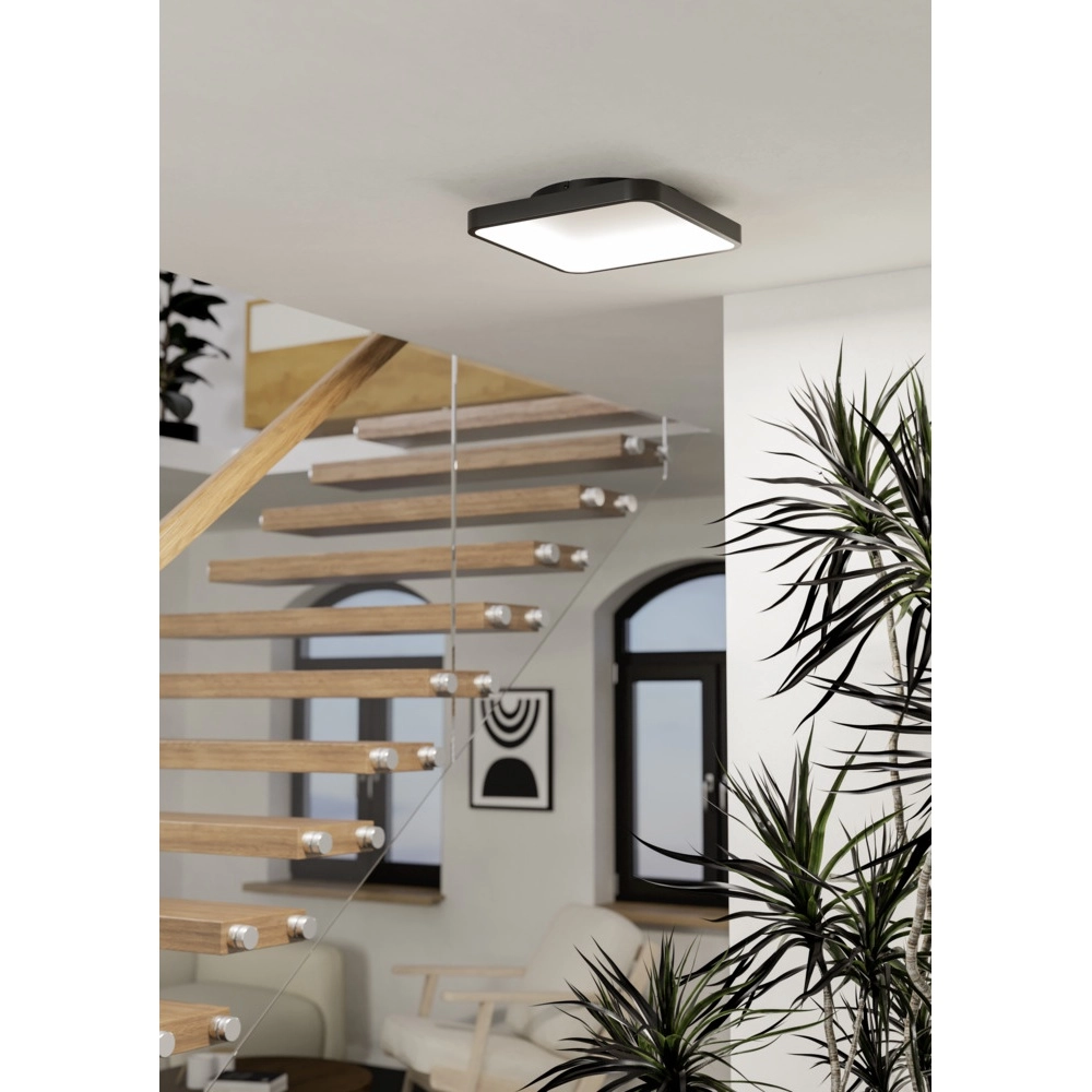 Plafonnier carré Loretello-Z Noir intelligent Eglo 9008606358229